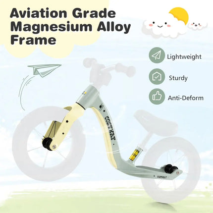 12 - Inch Balance Bike with Adjustable Seat and Rotatable Handlebar for Over 36 Months Old - Green - Oasis Home Essentials