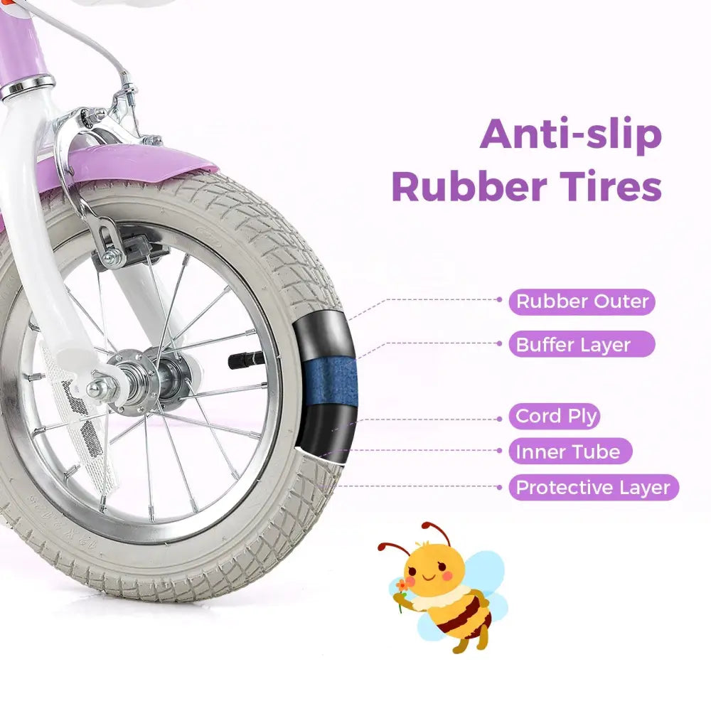 12 Inch Girls Bike Kids Bicycle with Doll Seat and Streamers for Children 3 - 4 Years Old - Oasis Home Essentials