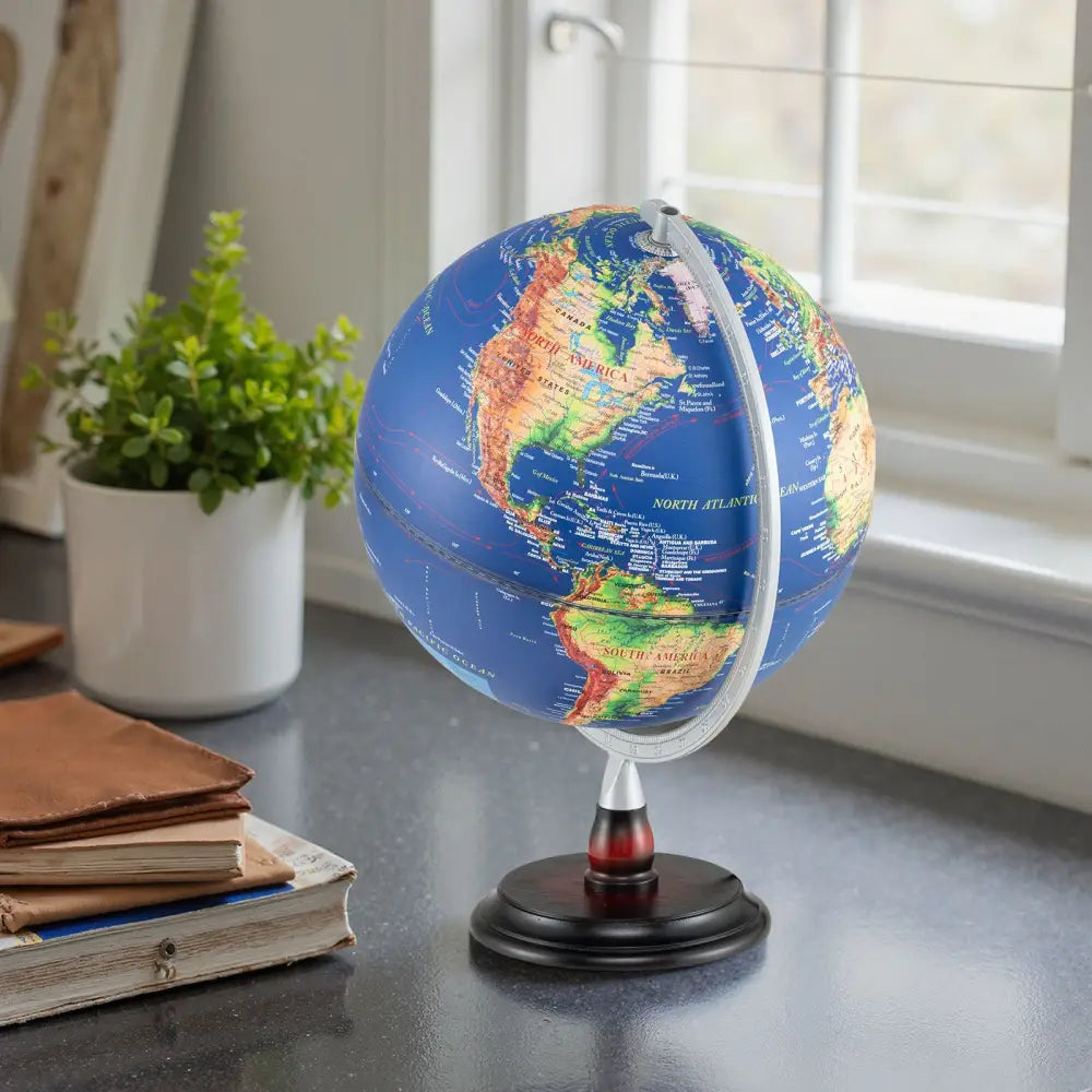 12 Inch Illuminated World Globe Antique Light up Globe Night Lamp-Navy - Navy - Learning Toys