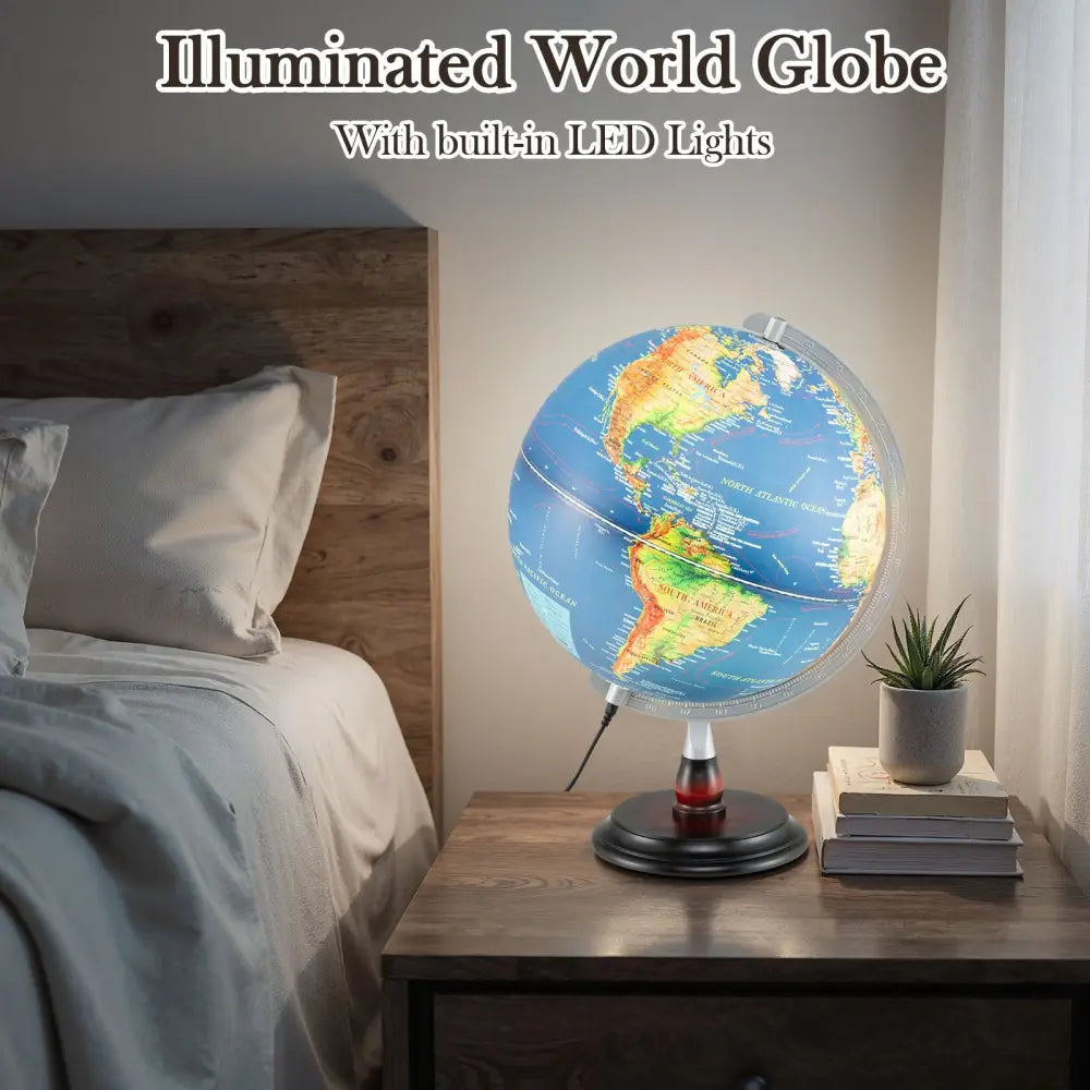 12 Inch Illuminated World Globe Antique Light up Globe Night Lamp-Navy - Navy - Learning Toys