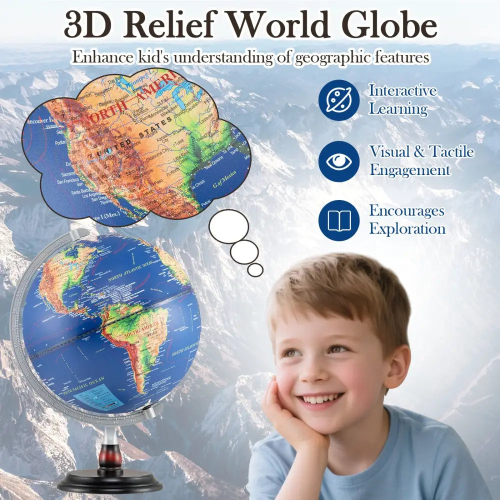 12 Inch Illuminated World Globe Antique Light up Globe Night Lamp-Navy - Navy - Learning Toys