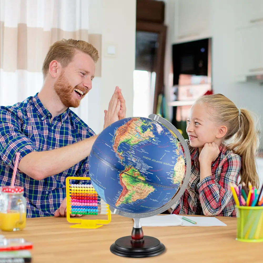 12 Inch Illuminated World Globe Antique Light up Globe Night Lamp-Navy - Navy - Learning Toys