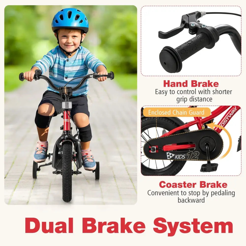 12 Inch Kids Bike Adjustable Bicycle with Reflectors and Bell for 3 - 4 Years Old - Oasis Home Essentials