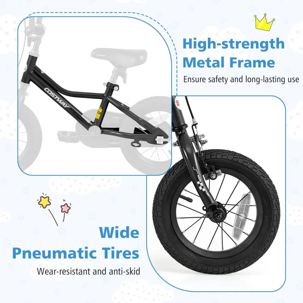 12 Inch Kids Bike Adjustable for 3 - 4 Years Old with Low - Step Frame - Oasis Home Essentials