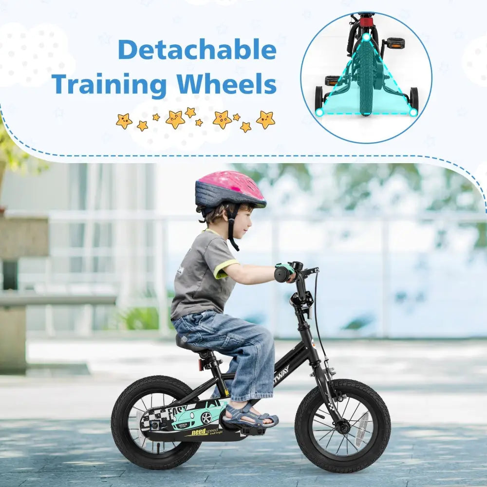 12 Inch Kids Bike Adjustable for 3 - 4 Years Old with Low - Step Frame - Oasis Home Essentials