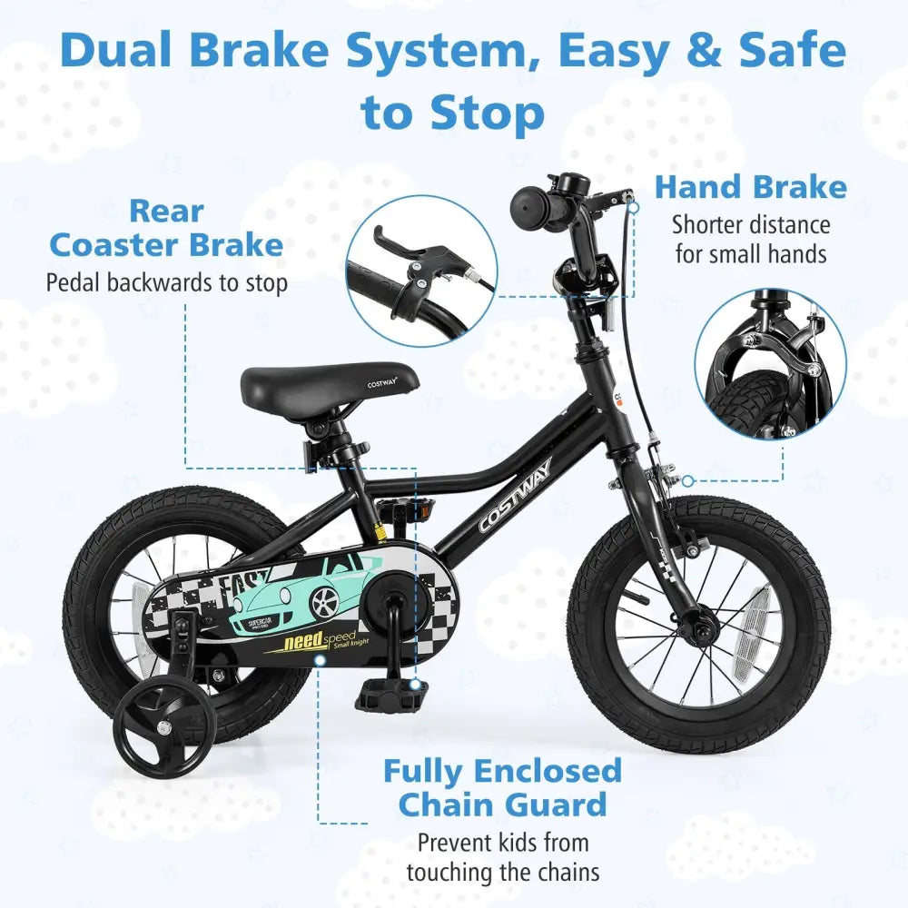 12 Inch Kids Bike Adjustable for 3 - 4 Years Old with Low - Step Frame - Oasis Home Essentials