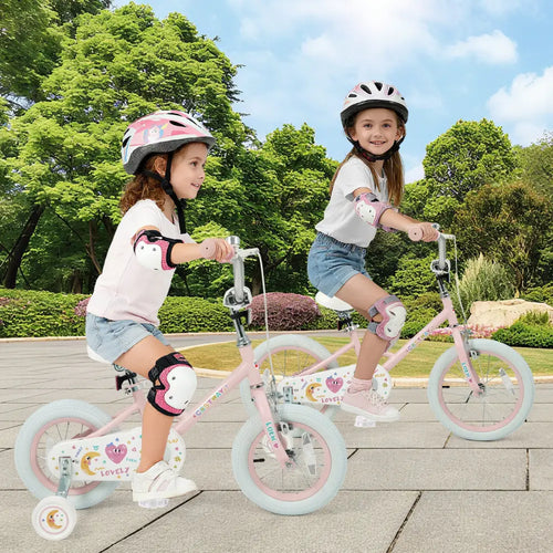 12 Inch Kids Bike Adjustable for 3-8 Years Old Children Pink - Stars & Moon - Pink - Kids Bike