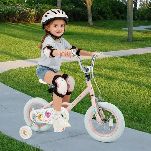 12 Inch Kids Bike Adjustable for 3-8 Years Old Children Pink - Stars & Moon - Pink - Kids Bike