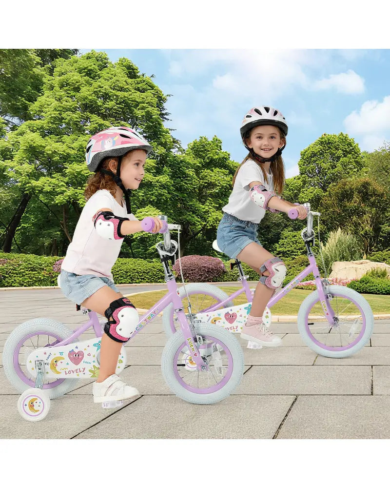 12 Inch Kids Bike Adjustable for 3-8 Years Old Children Purple - Stars & Moon - Purple - Kids Bike