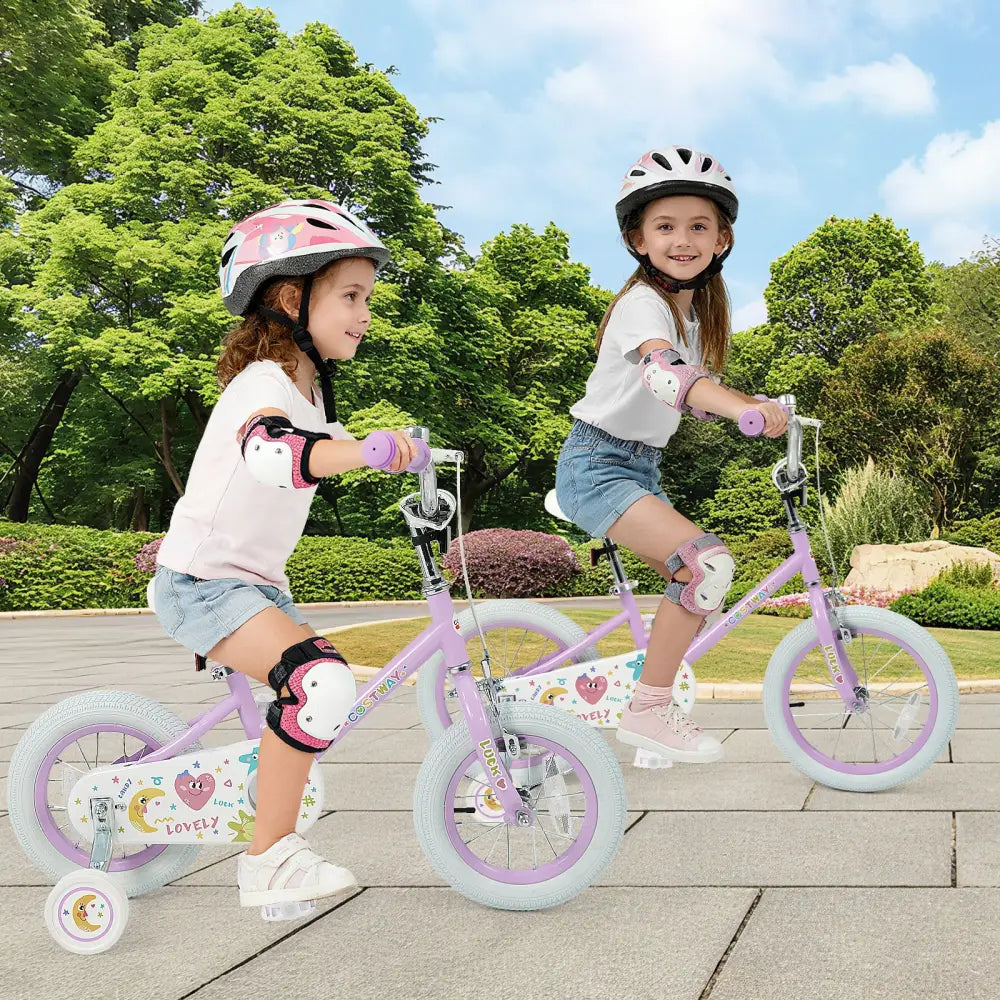 12 Inch Kids Bike Adjustable for 3-8 Years Old Children Purple - Stars & Moon - Purple - Kids Bike