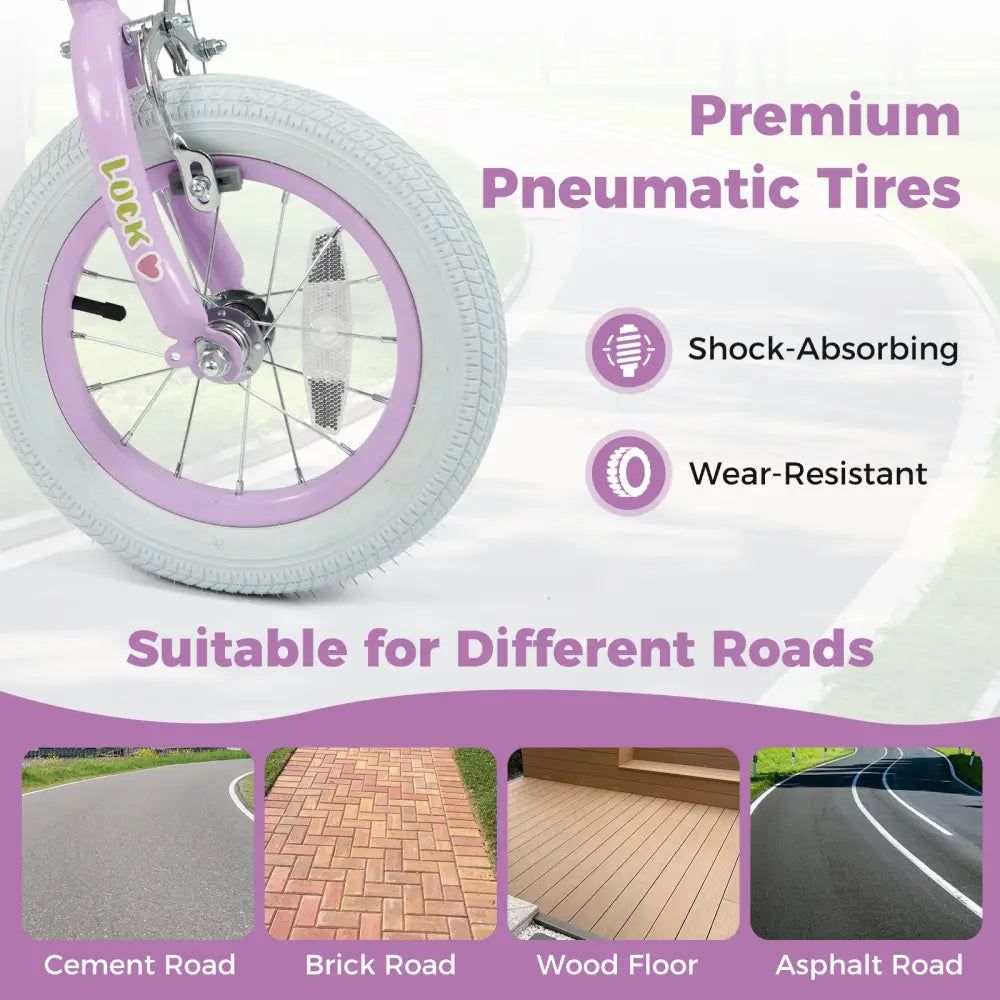 12 Inch Kids Bike Adjustable for 3-8 Years Old Children Purple - Stars & Moon - Purple - Kids Bike