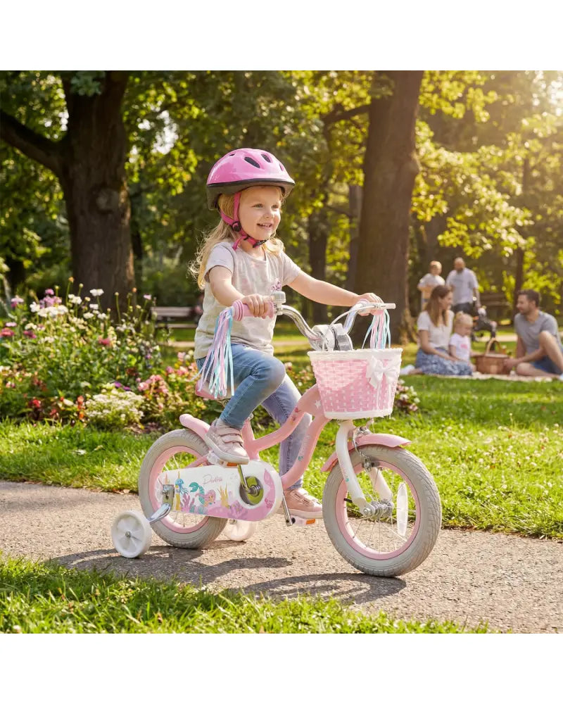 12 Inch Kids Bike Adjustable with Basket and Streamers for Girls Aged 3-4 Years Old Pink - Pink - Kids Bike