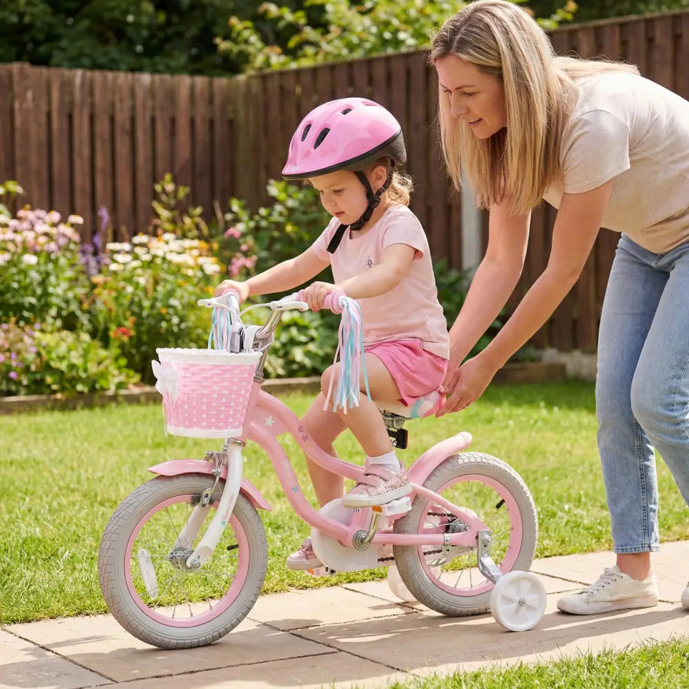 12 Inch Kids Bike Adjustable with Basket and Streamers for Girls Aged 3-4 Years Old Pink - Pink - Kids Bike