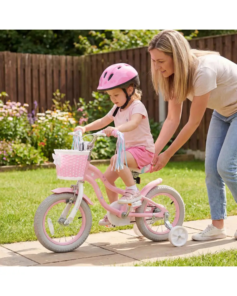 12 Inch Kids Bike Adjustable with Basket and Streamers for Girls Aged 3-4 Years Old Pink - Pink - Kids Bike