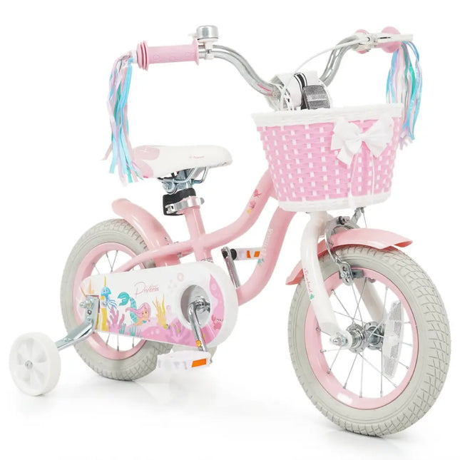 12 Inch Kids Bike Adjustable with Basket and Streamers for Girls Aged 3-4 Years Old Pink - Pink - Kids Bike