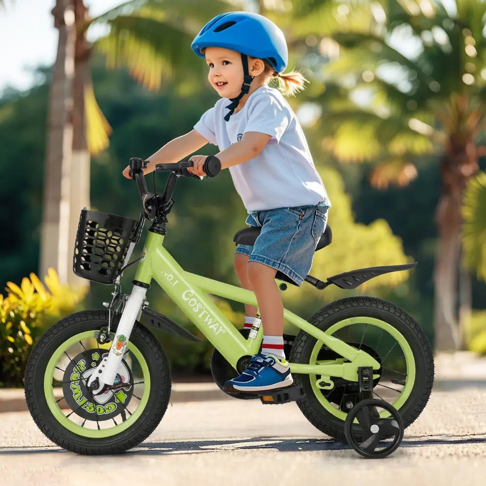 12 Inch Kids Bike Adjustable with Detachable Training Wheels for 3 - 4 Years Old - 12 inches - Oasis Home Essentials