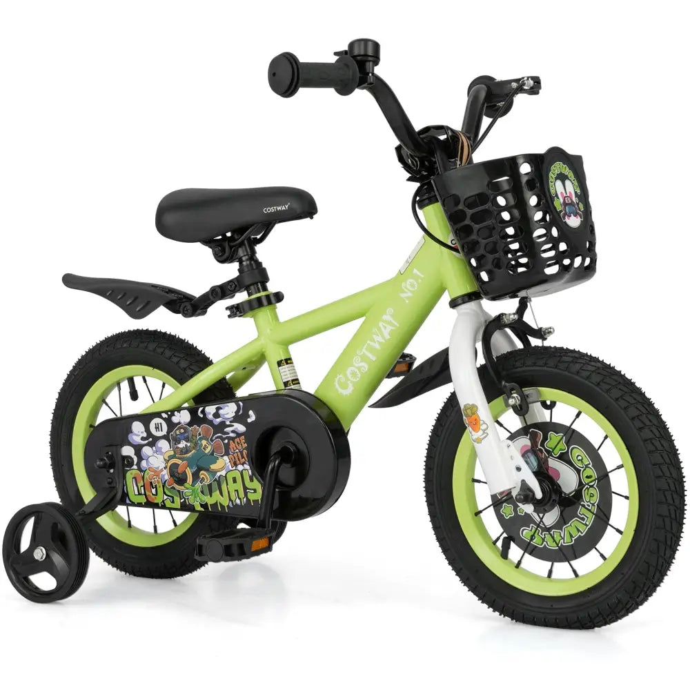12 Inch Kids Bike Adjustable with Detachable Training Wheels for 3 - 4 Years Old - 12 inches - Oasis Home Essentials