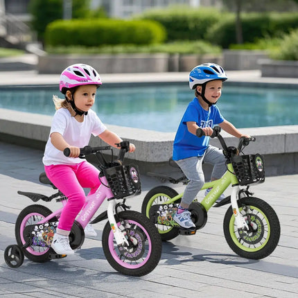 12 Inch Kids Bike Adjustable with Detachable Training Wheels for 3 - 4 Years Old - 12 inches - Oasis Home Essentials