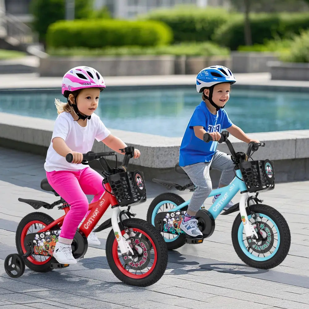 12 Inch Kids Bike Adjustable with Storage Basket and Double Brake for 3-4 Years Old-12 inches - Red - Kids Bike