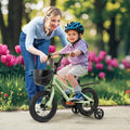 12-Inch Kids Bike Adjustable with Training Wheels for 3-4 Years Old - Green - Kids Bike