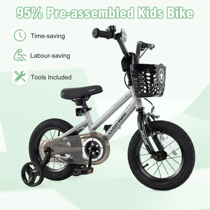 12 Inch Kids Bike Adjustable with Transparent Chain Cover for 3 - 4 Years Old - Oasis Home Essentials