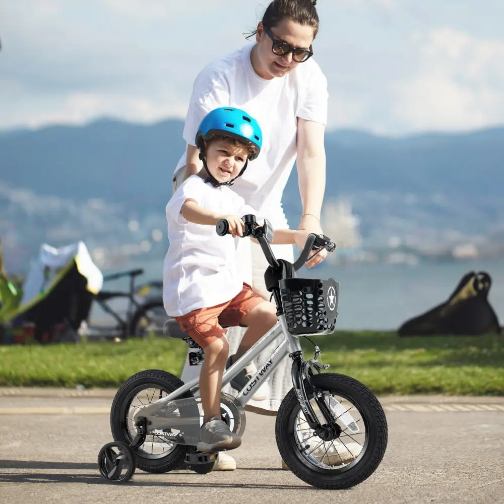 12 Inch Kids Bike Adjustable with Transparent Chain Cover for 3 - 4 Years Old - Oasis Home Essentials