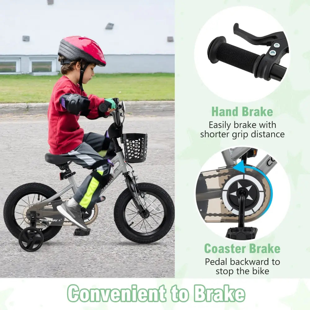 12 Inch Kids Bike Adjustable with Transparent Chain Cover for 3 - 4 Years Old - Oasis Home Essentials