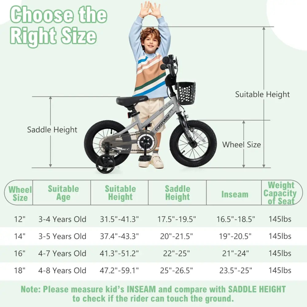 12 Inch Kids Bike Adjustable with Transparent Chain Cover for 3 - 4 Years Old - Oasis Home Essentials