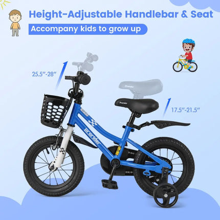 12 Inch Kids Bike Children Bicycle with Training Wheels for 3 - 4 Years Old - Navy - Oasis Home Essentials
