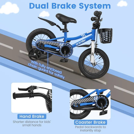 12 Inch Kids Bike Children Bicycle with Training Wheels for 3 - 4 Years Old - Navy - Oasis Home Essentials