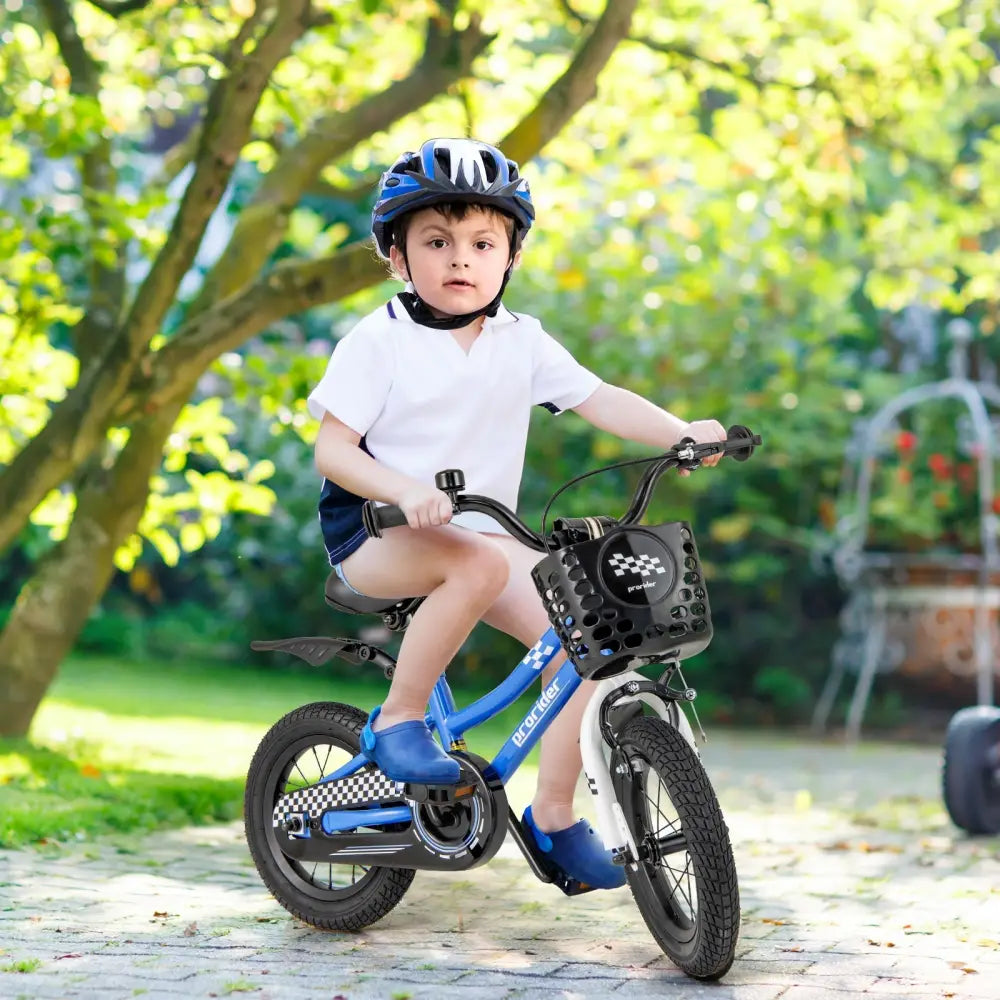 12 Inch Kids Bike Children Bicycle with Training Wheels for 3 - 4 Years Old - Navy - Oasis Home Essentials