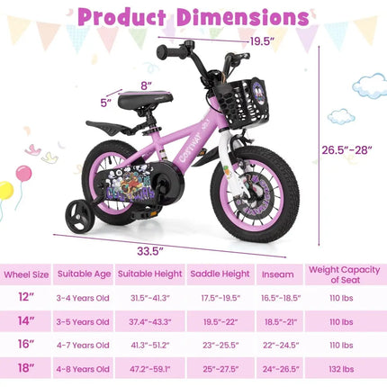 12 Inch Kids Bike for 3 - 4 Years Old Sport Bicycle with Adjustable Handlebar and Saddle - 12 inches - Oasis Home Essentials