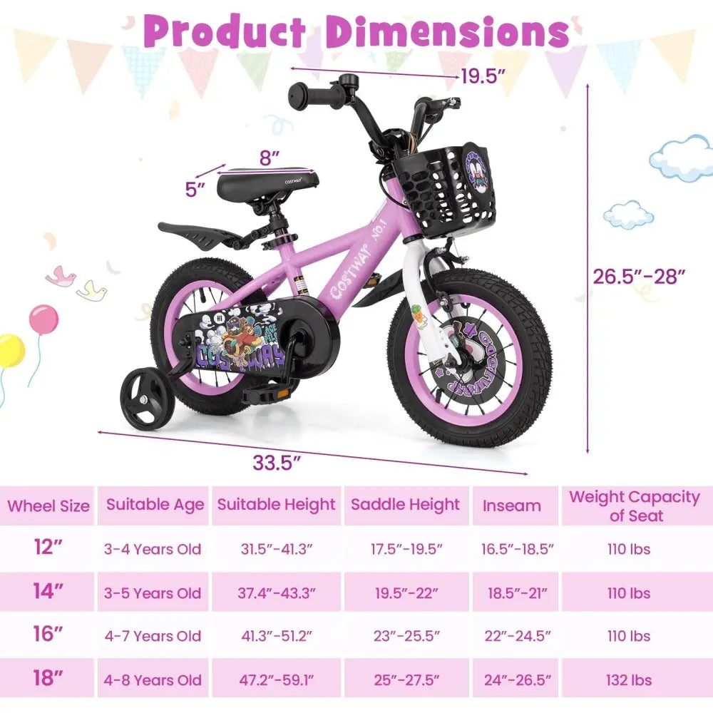 12 Inch Kids Bike for 3 - 4 Years Old Sport Bicycle with Adjustable Handlebar and Saddle - 12 inches - Oasis Home Essentials