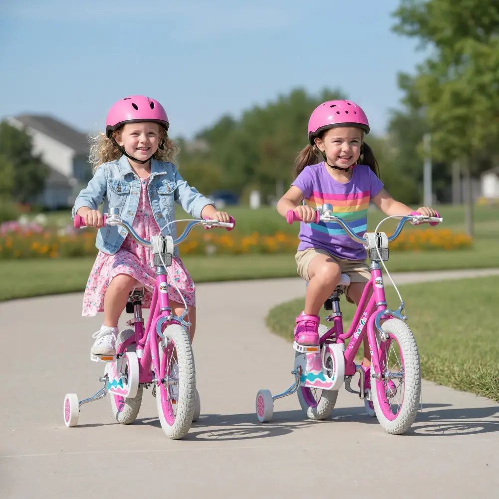 12 Inch Kids Bike for Aged 3-8 Years Old with Adjustable Handlebar Pink- Starlight Wave - Pink - Kids Bike