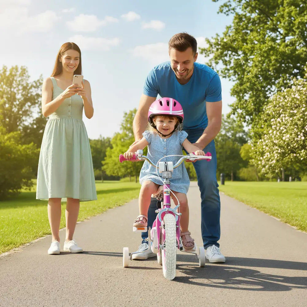 12 Inch Kids Bike for Aged 3-8 Years Old with Adjustable Handlebar Pink- Starlight Wave - Pink - Kids Bike