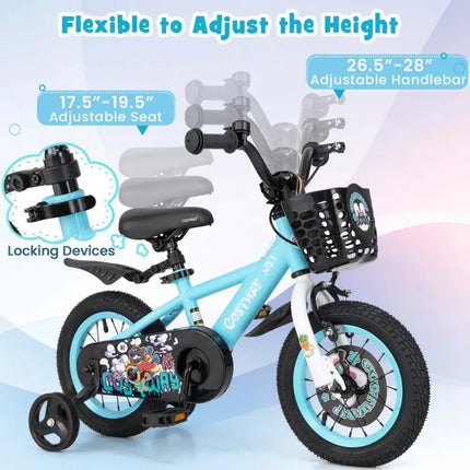 12 Inch Kids Bike with Adjustable Handlebar and Saddle for 3 - 4 Years Old - 12 inches - Oasis Home Essentials