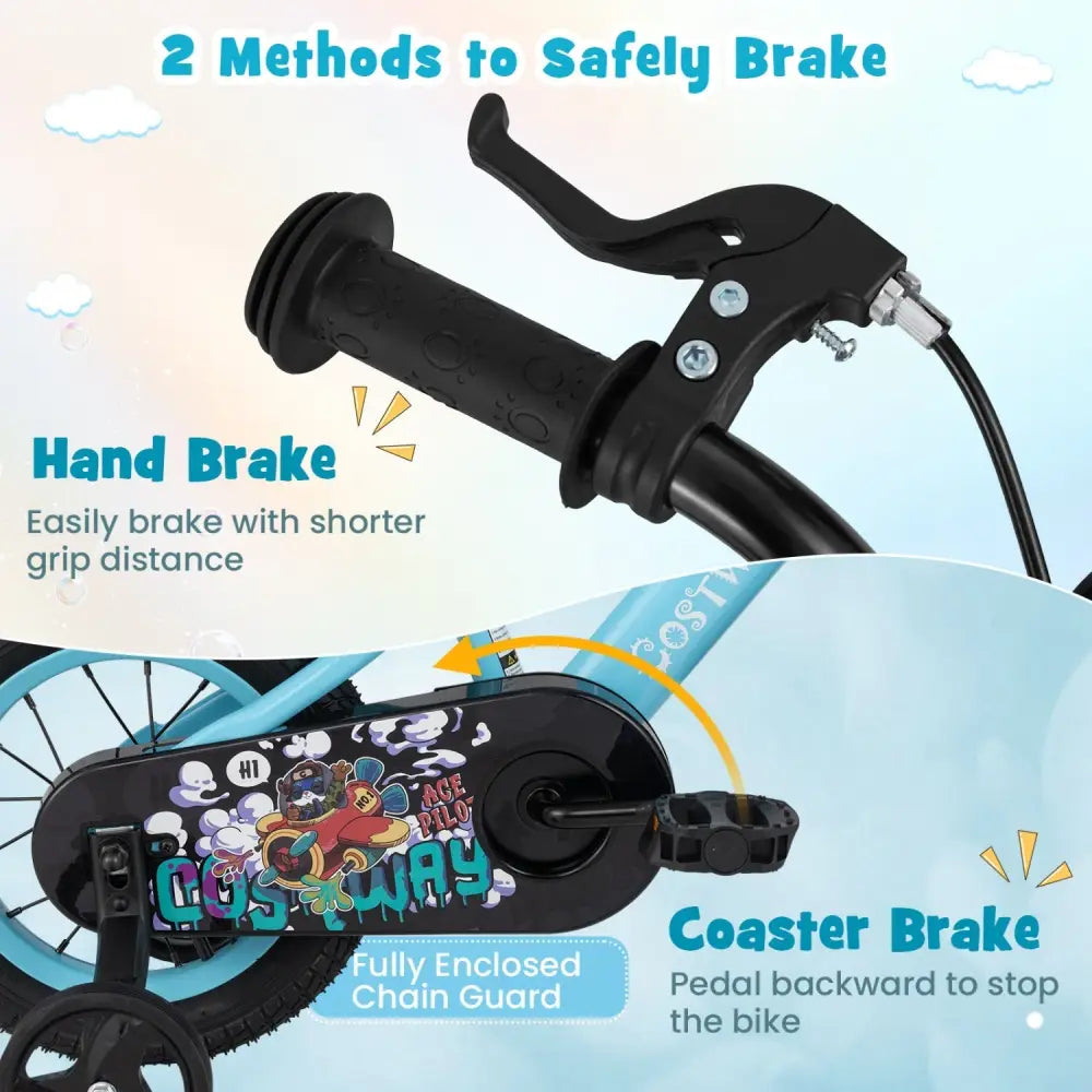 12 Inch Kids Bike with Adjustable Handlebar and Saddle for 3 - 4 Years Old - 12 inches - Oasis Home Essentials