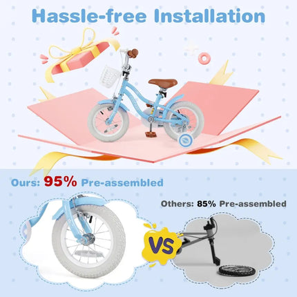 12 Inch Kids Bike with Adjustable Handlebar and Seat for 3 - 4 Year Old - Oasis Home Essentials