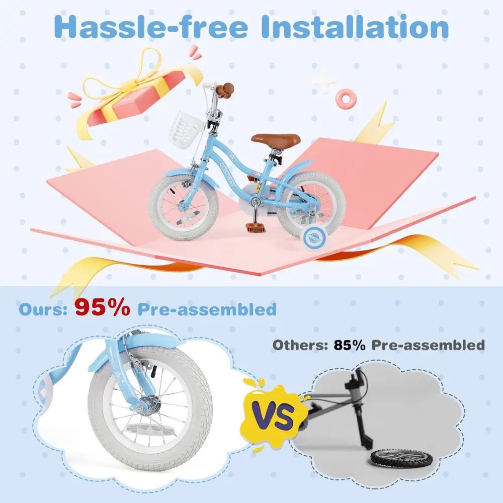 12 Inch Kids Bike with Adjustable Handlebar and Seat for 3 - 4 Year Old - Oasis Home Essentials