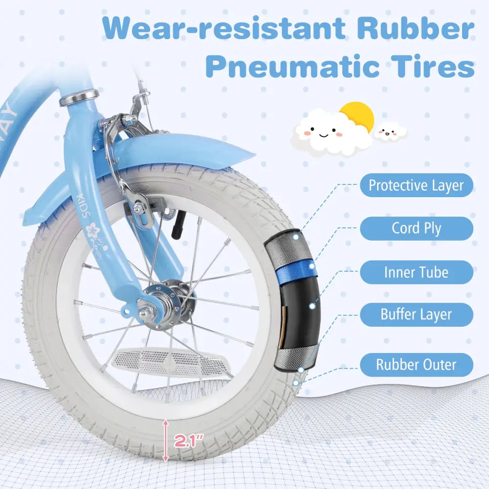 12 Inch Kids Bike with Adjustable Handlebar and Seat for 3-4 Year Old - Light Blue - Kids Bike