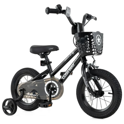 12 Inch Kids Bike with Basket and Training Wheels for Children Aged 3 - 5 Years Old - Oasis Home Essentials