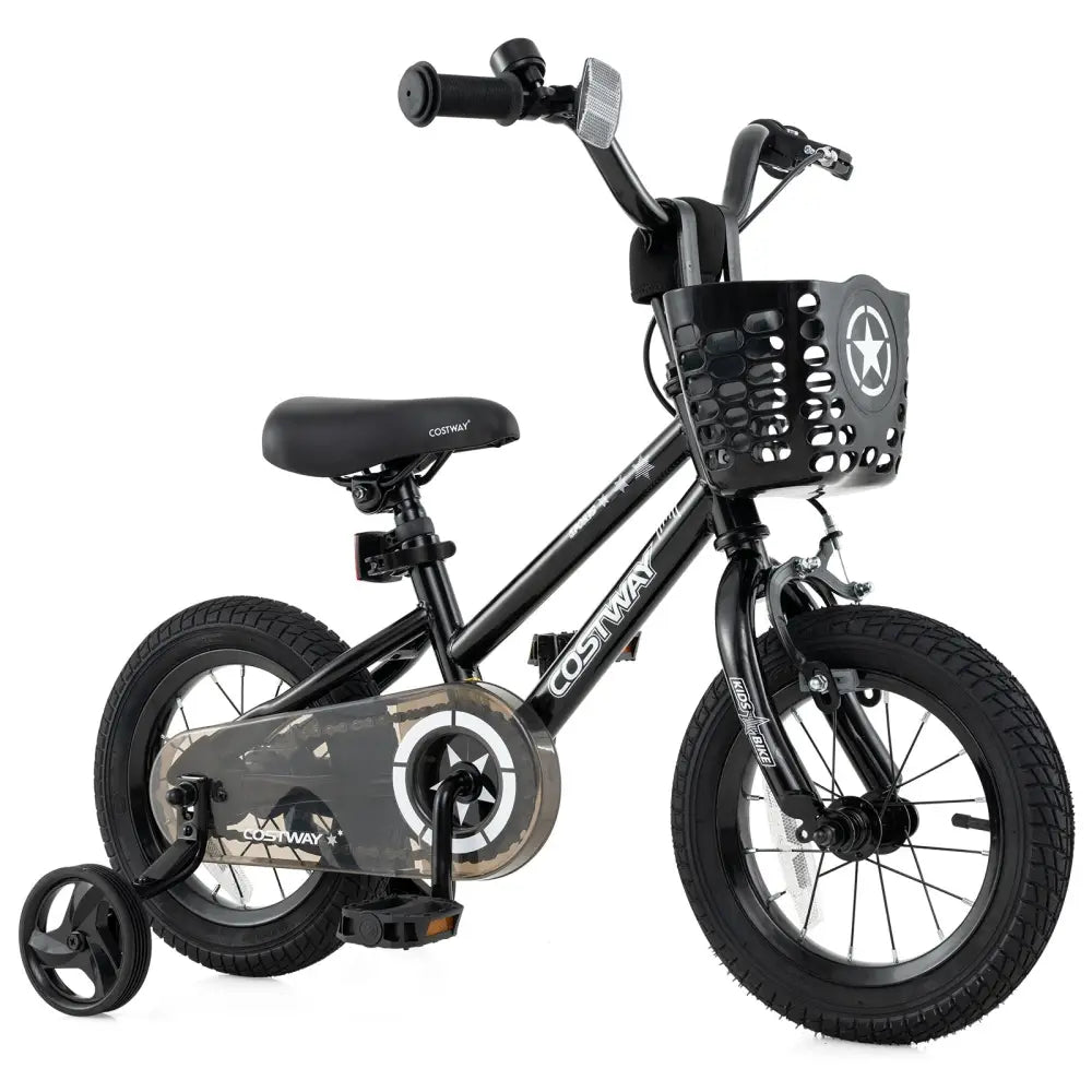 12 Inch Kids Bike with Basket and Training Wheels for Children Aged 3 - 5 Years Old - Oasis Home Essentials