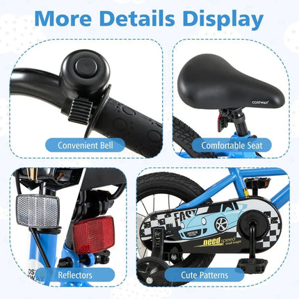 12 Inch Kids Bike with Removable Training Wheels for Aged 3 - 4 Years Old - Oasis Home Essentials