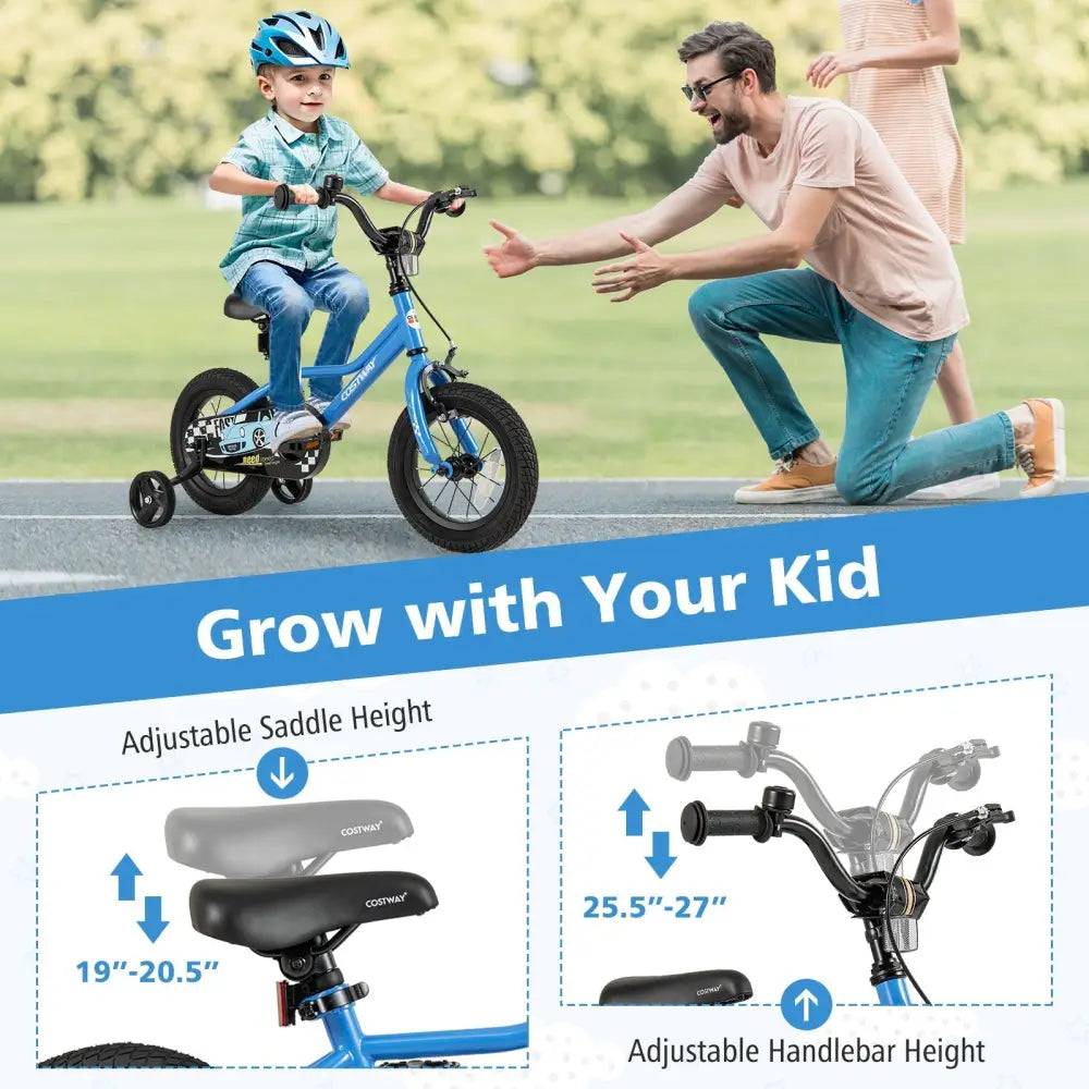 12 Inch Kids Bike with Removable Training Wheels for Aged 3 - 4 Years Old - Oasis Home Essentials