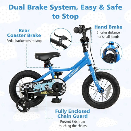 12 Inch Kids Bike with Removable Training Wheels for Aged 3 - 4 Years Old - Oasis Home Essentials