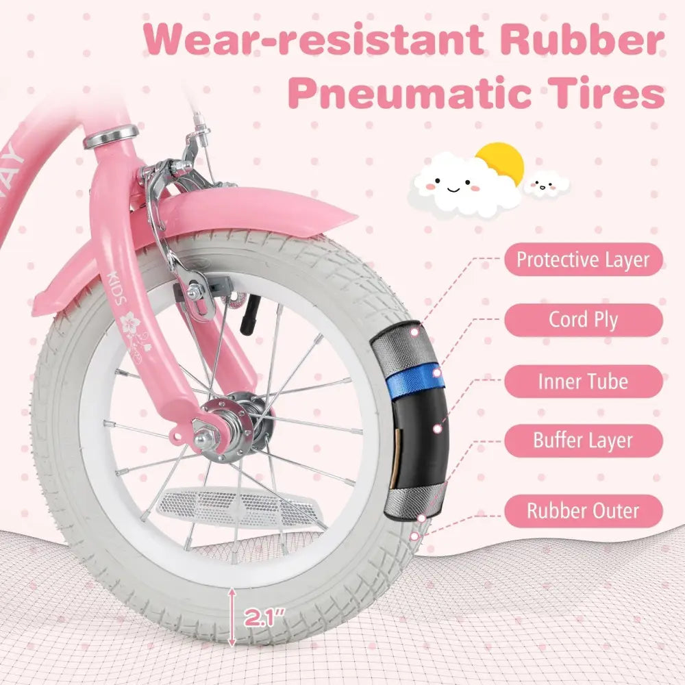 12 Inch Kids Bike with Training Wheels and Basket for Boys Girls 3 - 4 Years Old - Oasis Home Essentials