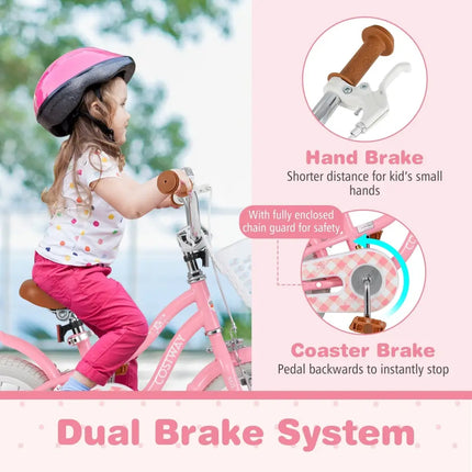 12 Inch Kids Bike with Training Wheels and Basket for Boys Girls 3 - 4 Years Old - Oasis Home Essentials