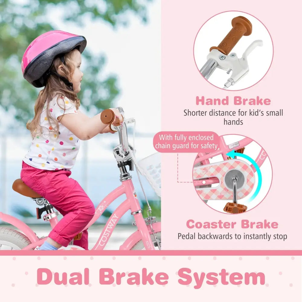 12 Inch Kids Bike with Training Wheels and Basket for Boys Girls 3 - 4 Years Old - Oasis Home Essentials