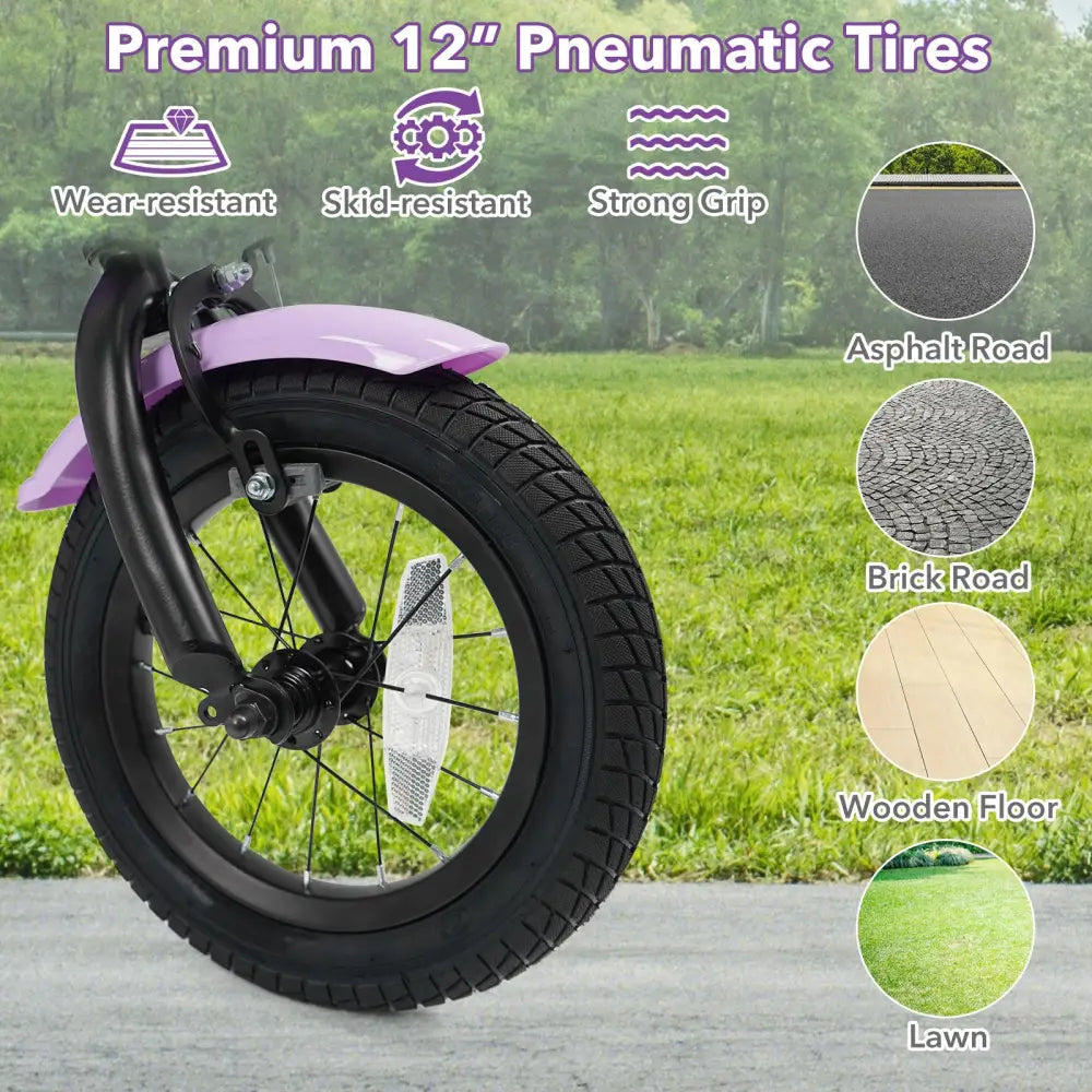 12 Inch Kids Bike with Training Wheels for Aged 3-4 Years Old - Magic Purple - Purple - Kids Bike