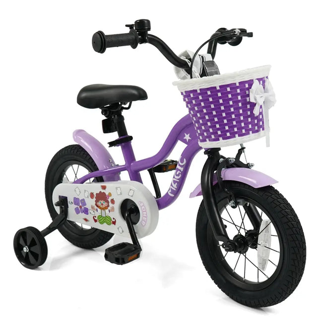 12 Inch Kids Bike with Training Wheels for Aged 3-4 Years Old - Magic Purple - Purple - Kids Bike